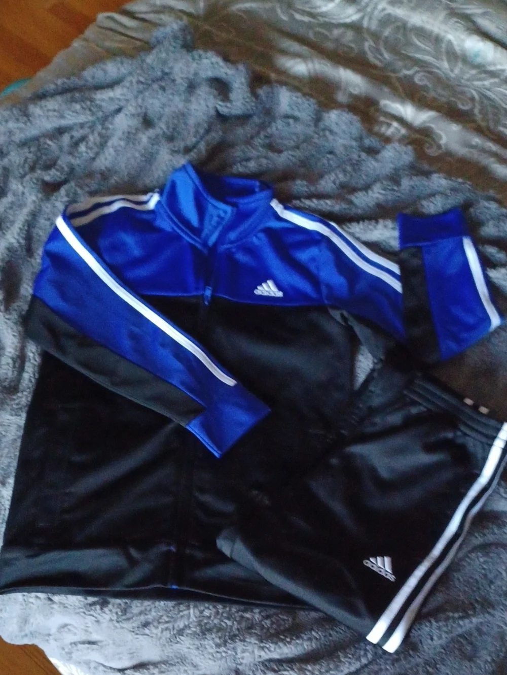 Adidas Kids Blue and Black Track Jacket and Pants Set